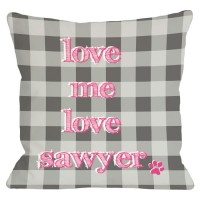One Bella Casa Personalized Love Me Love My Dog Throw Pillow HMW2264